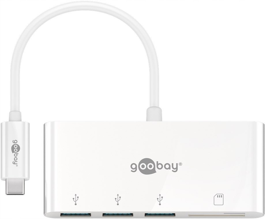 Adapter shumëfishtë Goobay USB C Card Reader, kabllo USB, gri