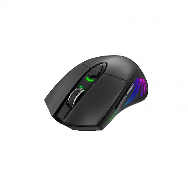 Maus gaming Havit MS1021W, wireless 2.4G dhe USB, 7000 DPI, 7 taste, i zi gri e errët
