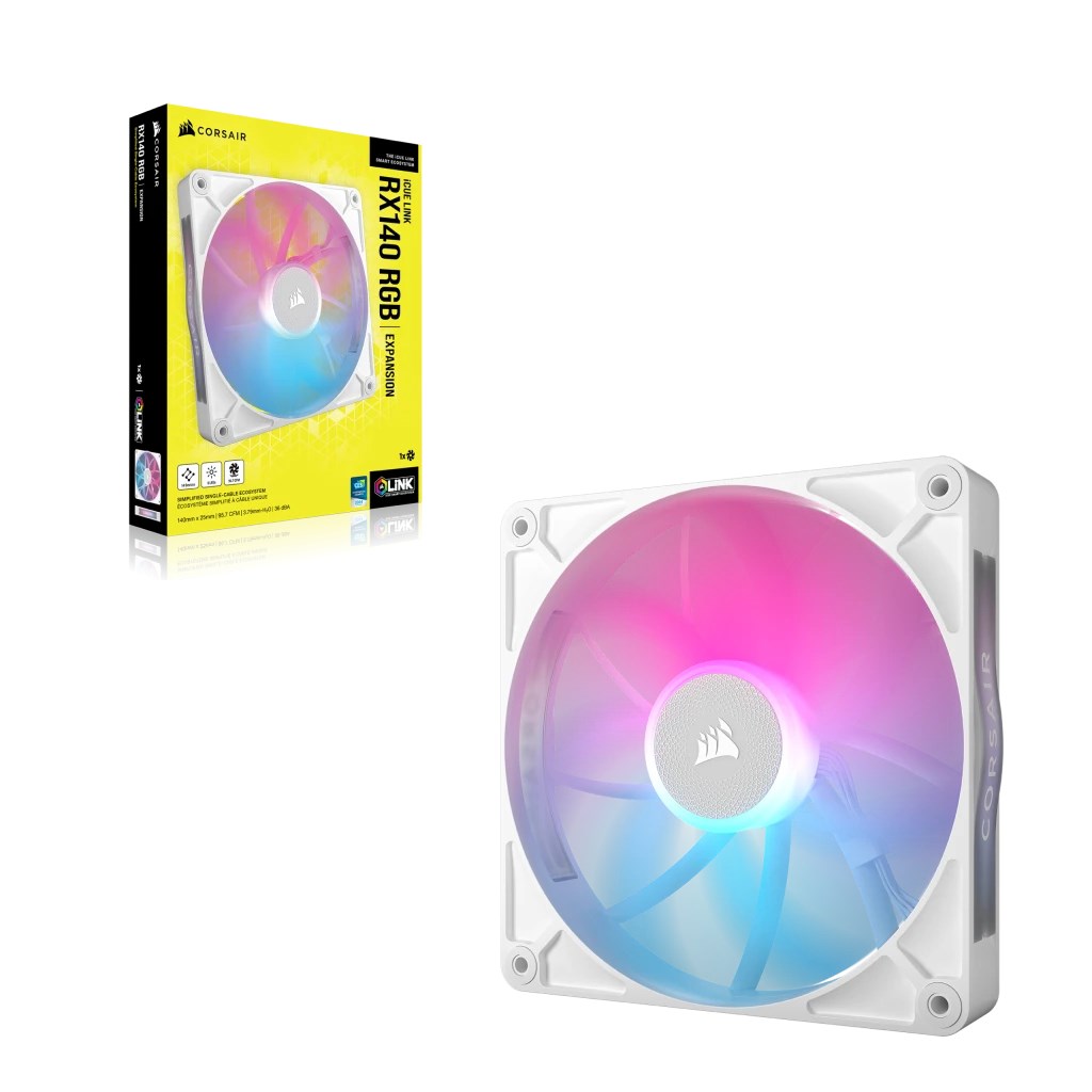 Ventilator CORSAIR iCUE LINK RX140 RGB, 140mm, PWM, i bardhë