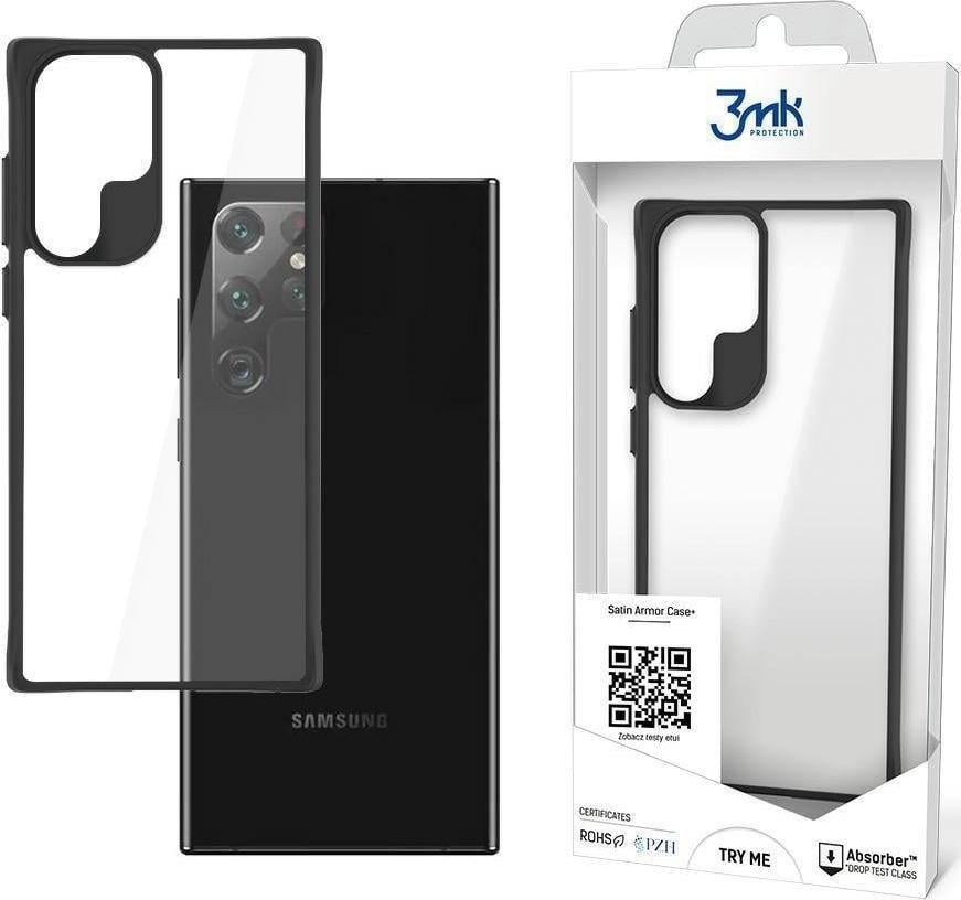 Заштитна футрола за телефон 3MK SatinArmor+ за Samsung S22 Ultra S908, воен стандард, проѕирна