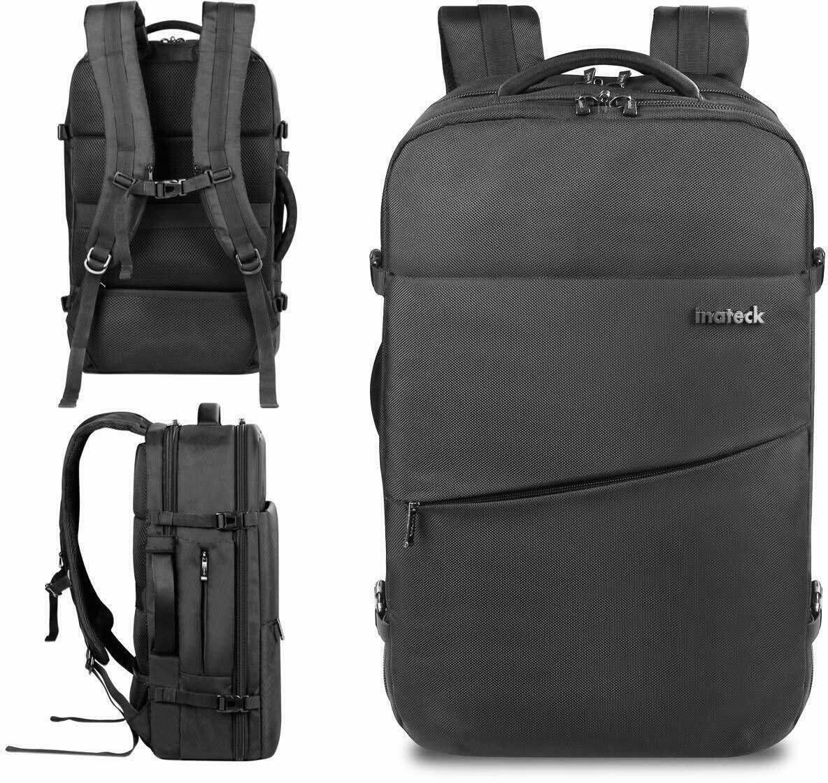 Çantë shpine Inateck 30L, për laptop 17", hapje 270°, e zezë