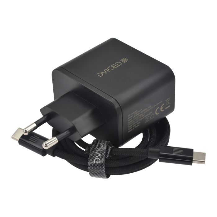 Dviced Wall Charger 65W GaN 2 USB-C EU W Cable, Black