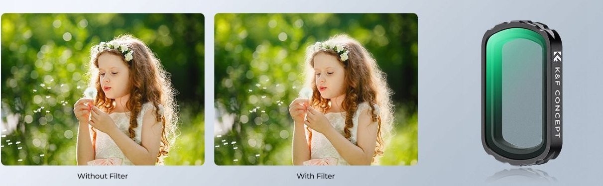 Filter diffusion K&amp;F Concept HD Black Diffusion 1/4, për DJI Osmo Pocket 3, i zi