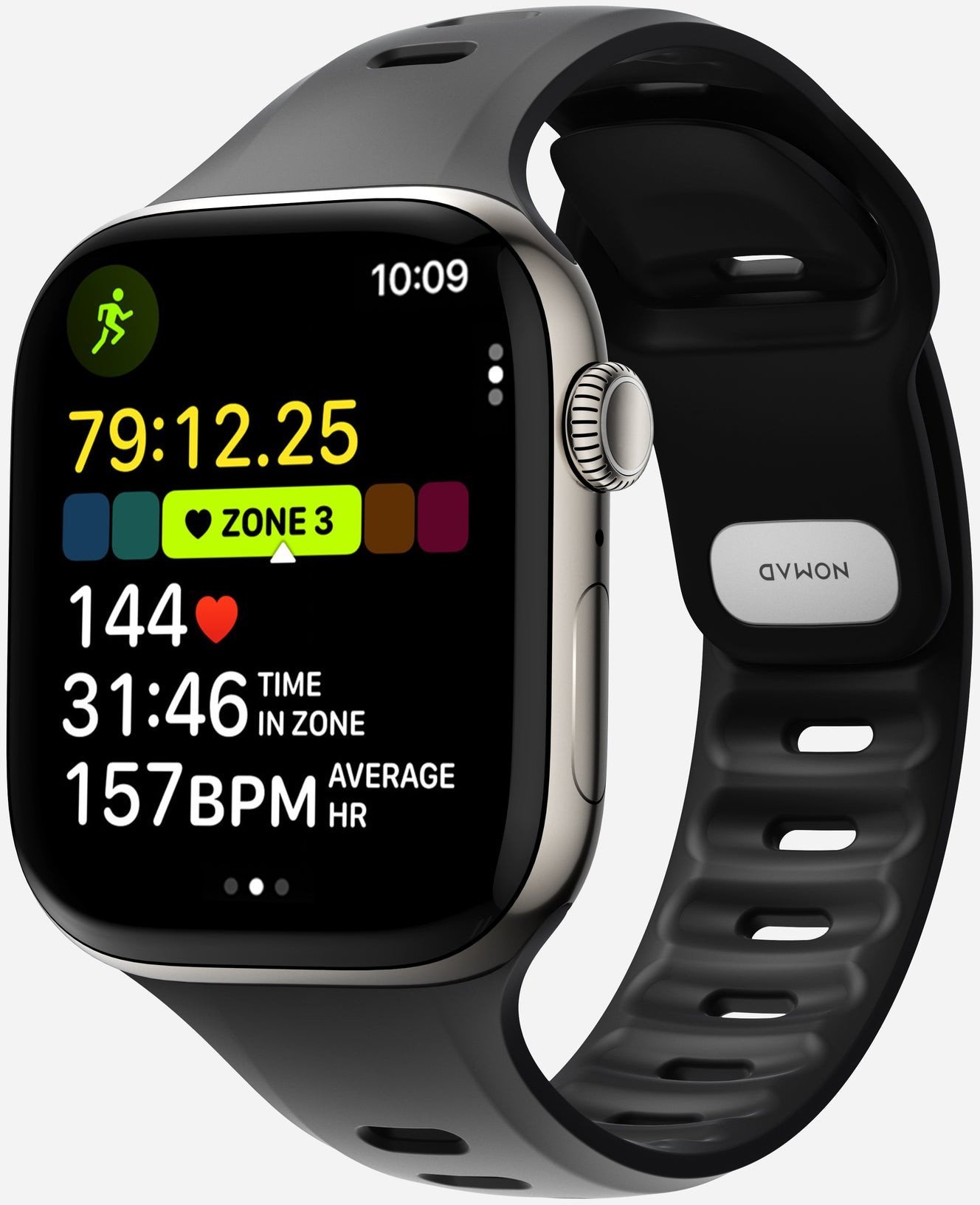 Rrip për Apple Watch Nomad Tempo Band 46mm, 20mm, FKM pa PFAS, i zi