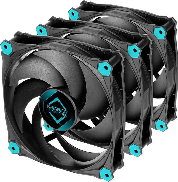 Ventilator kasë Iceberg Thermal IceGALE Silent, 120mm, set 3 copë, i zi