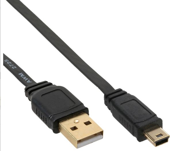 Kabllo USB InLine 31803F, USB A në Mini USB, 0.3 m, e zezë