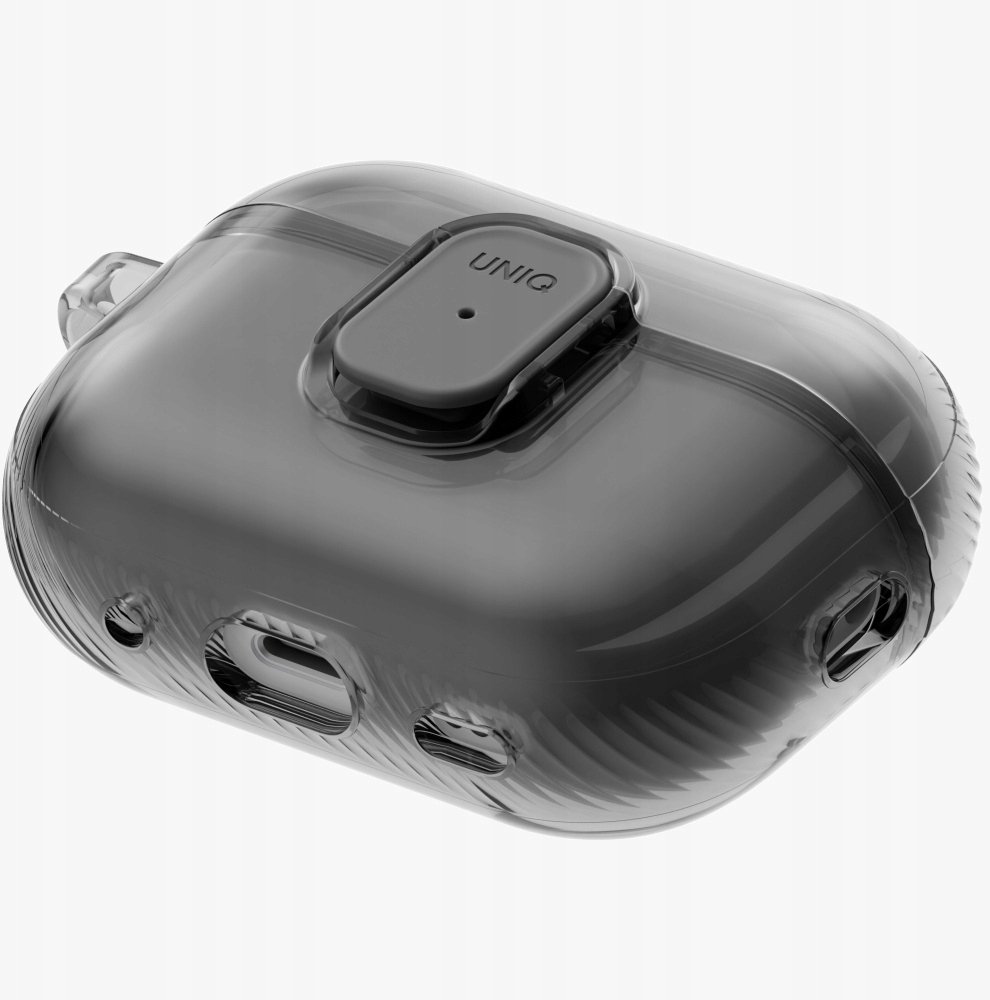 Kuti mbrojtëse UNIQ Glase Pro për AirPods Pro 3, TPU transparent, me kapëse, gri e tymosur