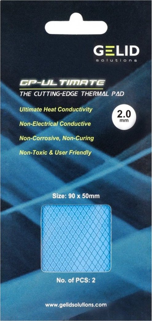 Thermal pad Gelid Solutions GP-Ultimate 15W, 90x50x2.0mm, set 2 copë, blu