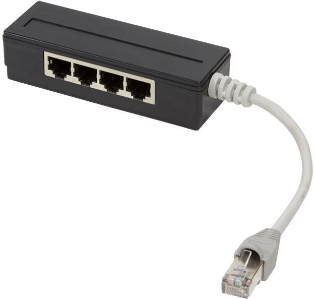 Ndarës rrjeti LogiLink MP0032, 4 porta RJ45, i mbrojtur, kabllo 15 cm