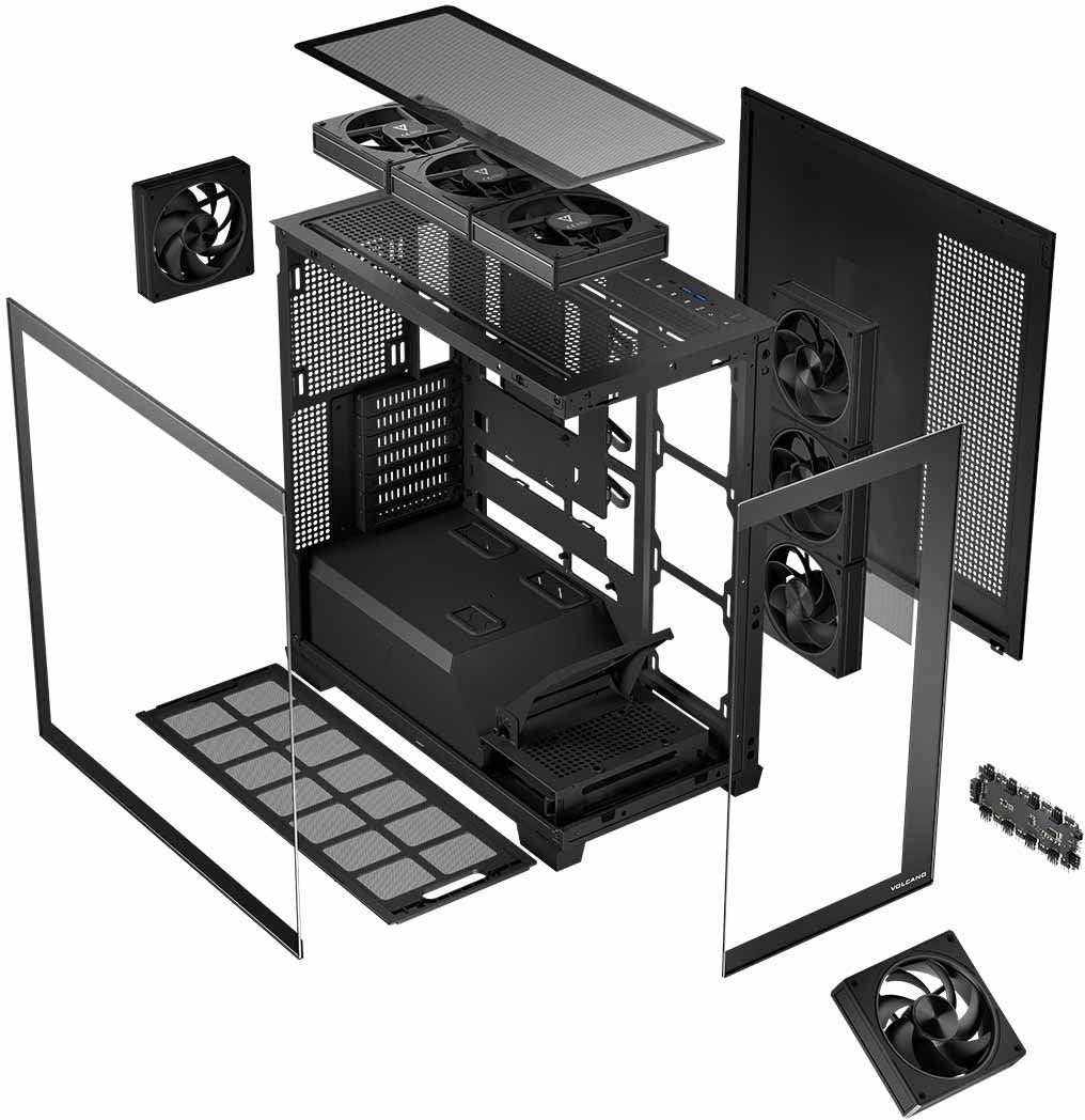 Kuti kompjuteri Modecom Stellar 8F ARGB 10, MIDI Tower, xham i temperuar, e zezë