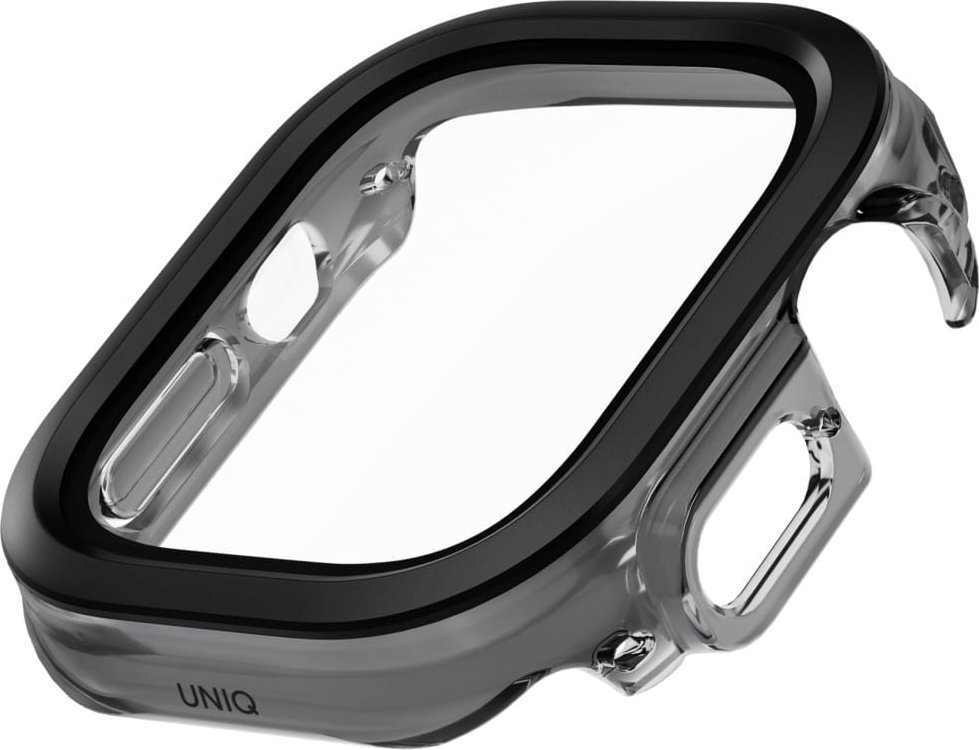 Заштитна маска Uniq Voute за Apple Watch Ultra 49mm, калено стакло, пластична рамка, црна