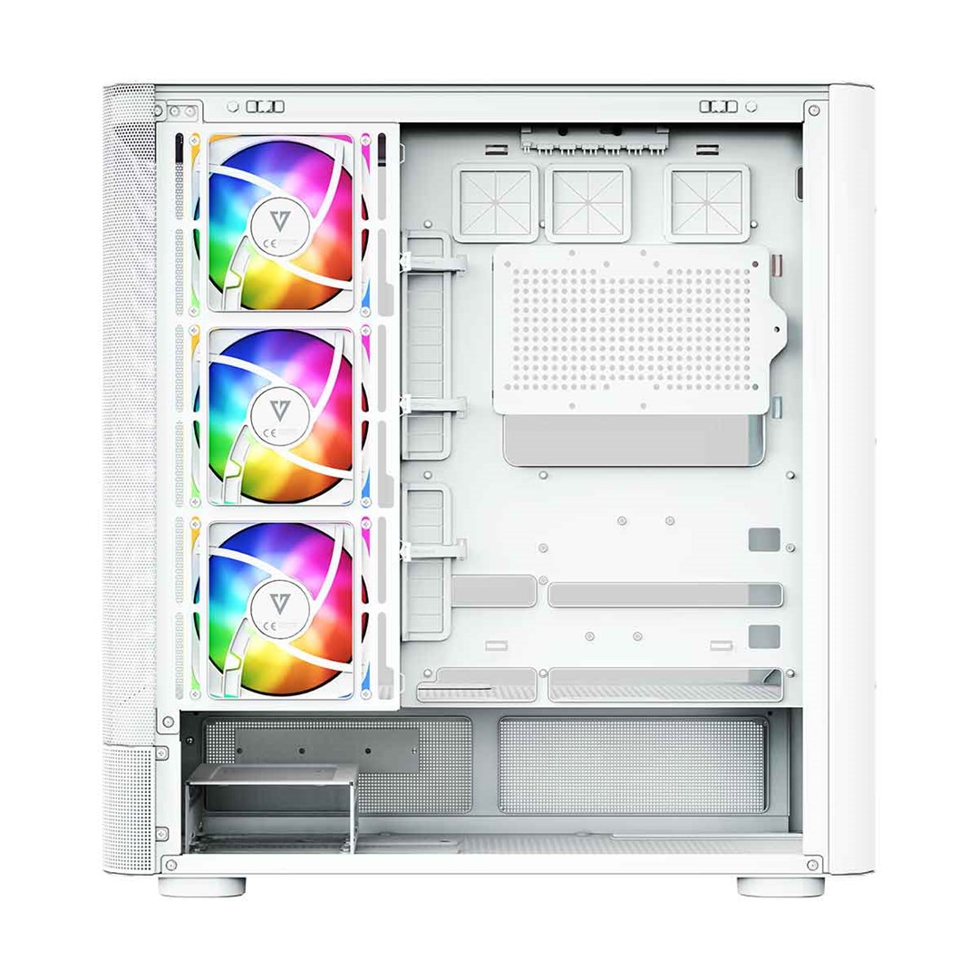 Kuti gaming MODECOM Volcano AQ500, MIDI Tower, ARGB, e bardhë