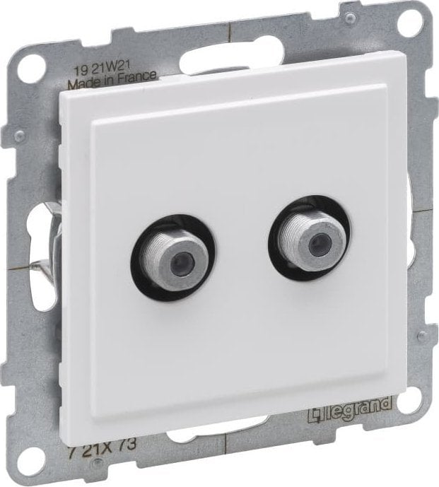 Prizë antene dyshe Legrand SUNO 721173, SAT tip F, 1.5 dB, e bardhë