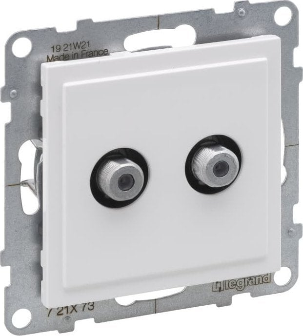 Prizë antene dyshe Legrand SUNO 721173, SAT tip F, 1.5 dB, e bardhë