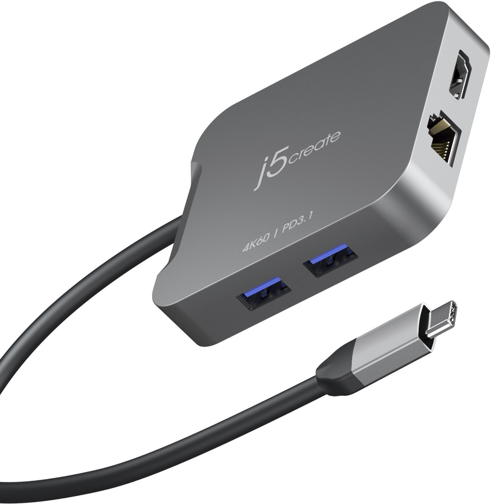 Adapter udhëtimi USB C J5create JCD3191, 4K 60Hz, Power Delivery 140W, i zi