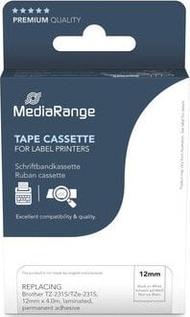 Rrip etiketuese MediaRange MRBTZ231S, 12mm 4m, i bardhë me shkrim të zi