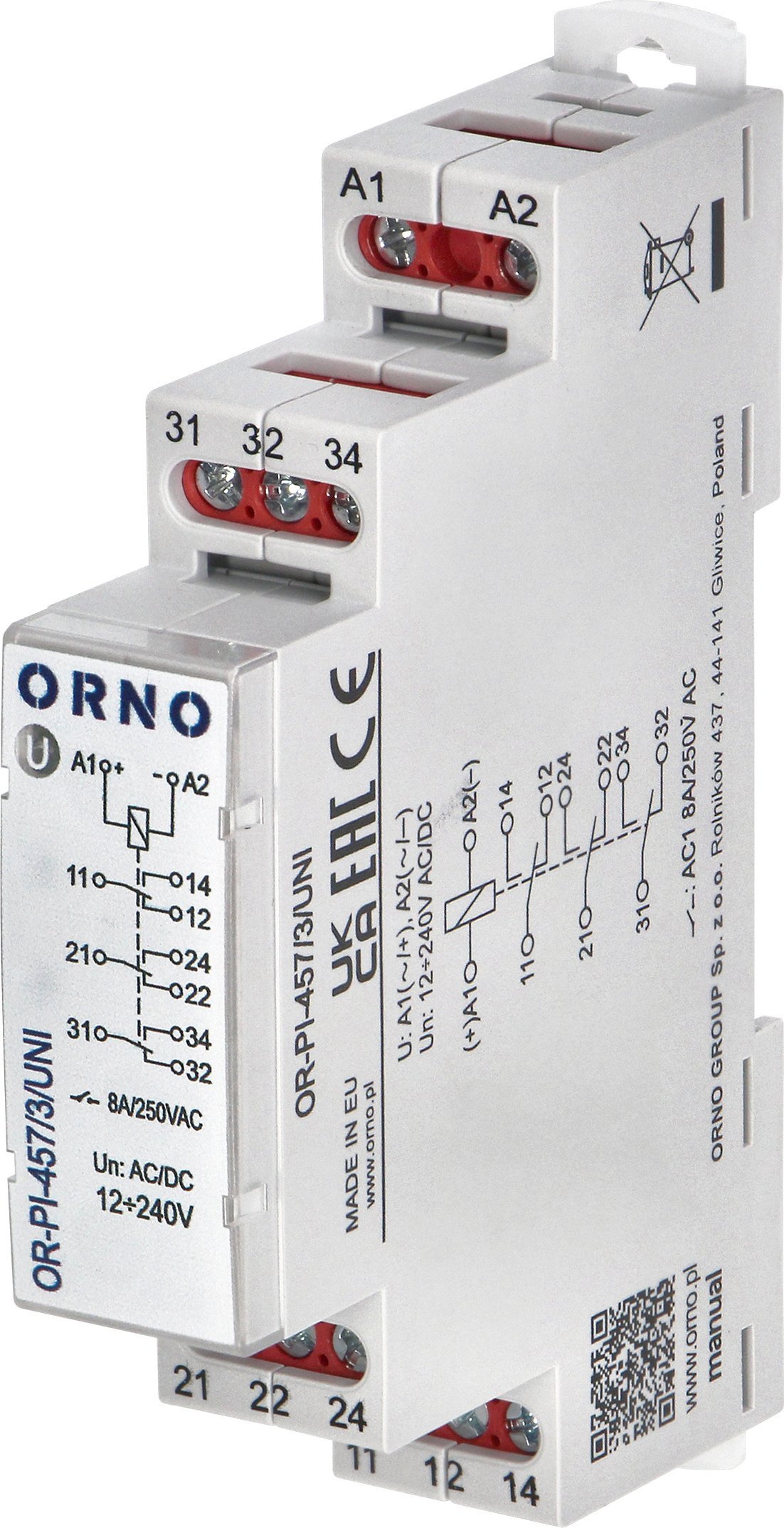 Rele instalimi ETI ERI3, 3P 8A, 12-230V