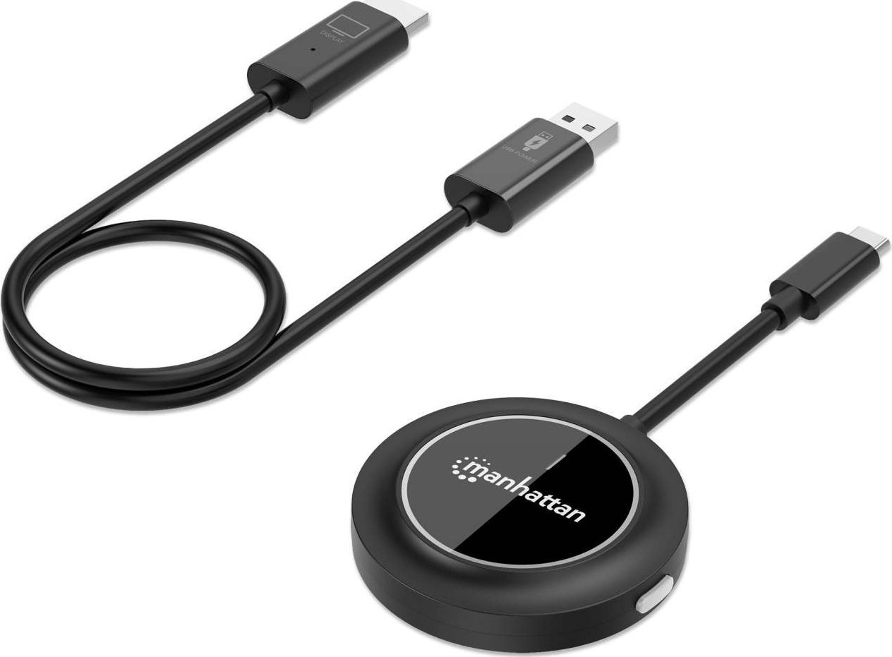 Kit prezantimi wireless Manhattan 1080p, HDMI, transmetues USB C, i zi