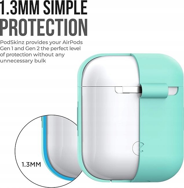 Mbrojtëse KeyBudz PodSkinz Keychain 2G për AirPods 1 2, Diamond Blue, rezistente
