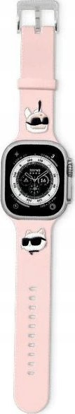 Rrip ore Kraftware Karl Lagerfeld për Apple Watch 42 44 45 49mm, silikon 3D, rozë