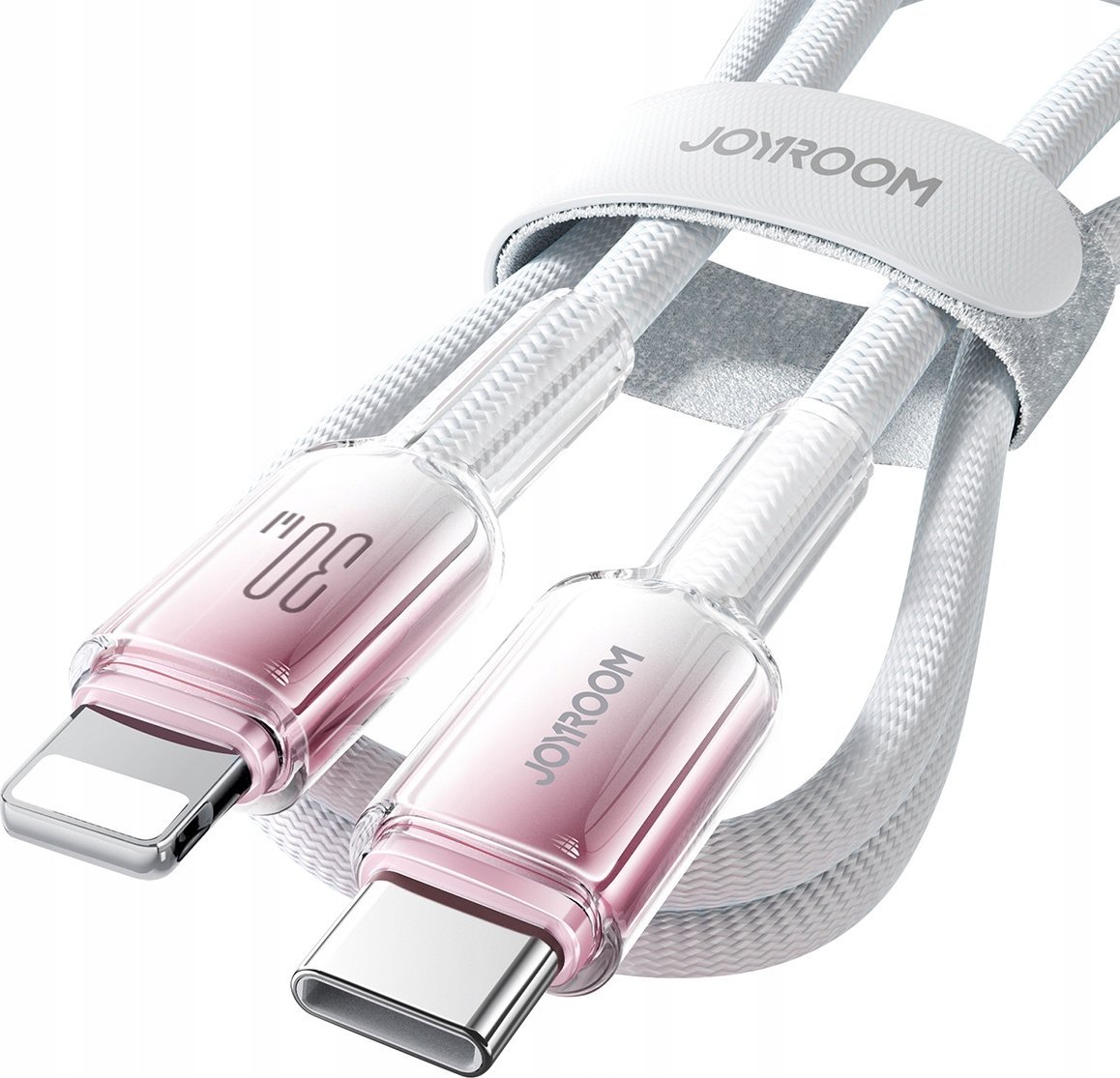 Kabllo karikimi Joyroom S-A42 Crystal-Clear, USB-C në Lightning, 30W, 1.2m, e bardhë