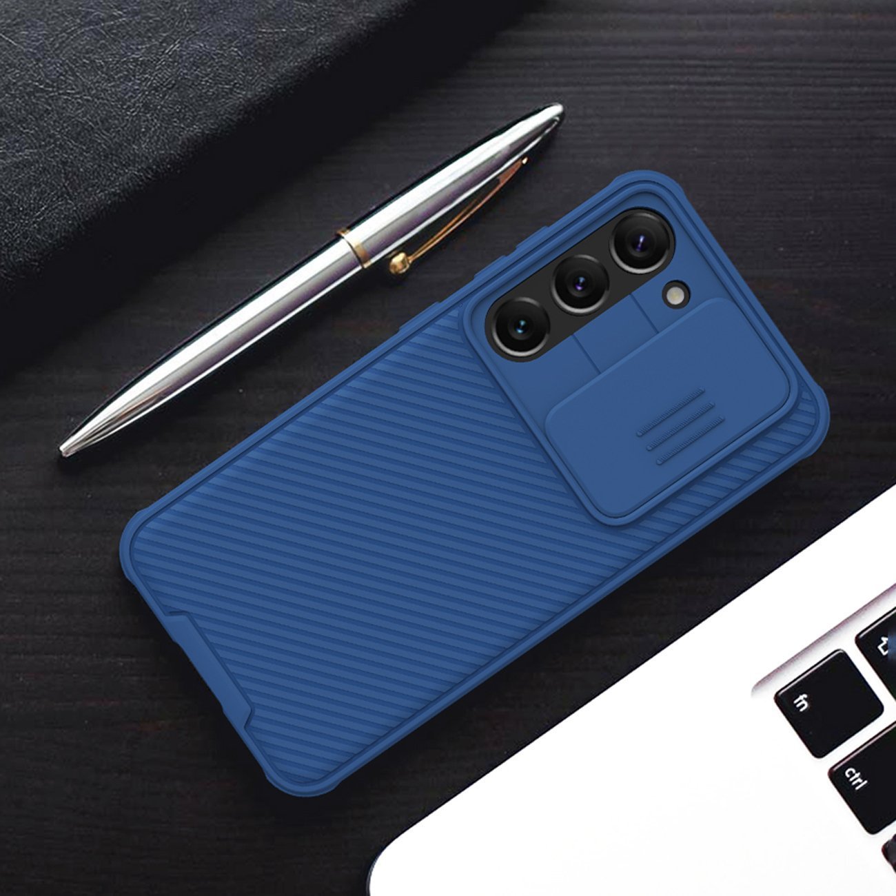 Mbulesë telefoni Nillkin CamShield Pro, për Samsung Galaxy S22, mbrojtëse me kapak kamere, blu