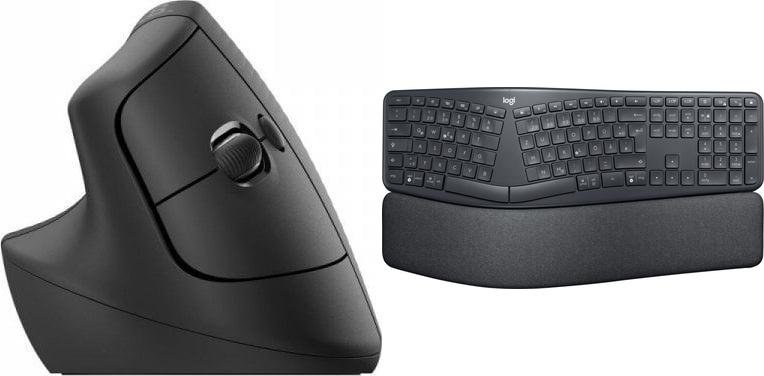 Set tastierë dhe maus Logitech Lift for Business + Ergo K860, ergonomik, pa tela, i zi