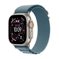 Apple Watch Ultra 3 Cellular 49mm Natural Titanium Case with Light Blue Alpine Loop, Medium