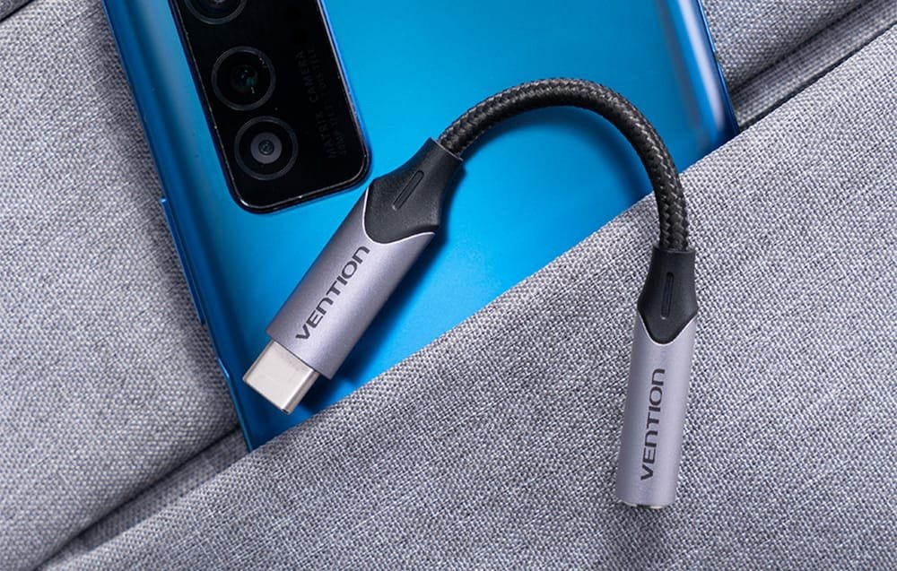 Adapter audio Vention Type C në 3.5mm, me kontroll në kabllo, gri