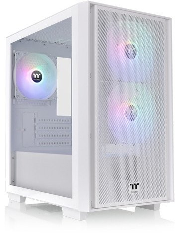 Kase kompjuteri Thermaltake Versa H16 TG ARGB Micro Tower, xham i temperuar, 3 ventilatorë 120mm ARGB, e bardhë