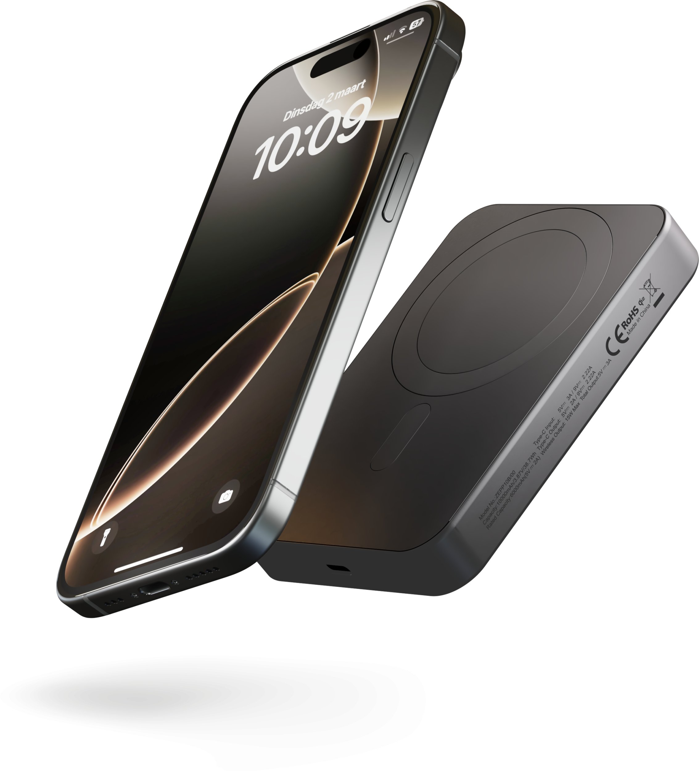 Powerbank ZENS Slim Qi2 Aluminium, 10000mAh, karikim wireless, i zi
