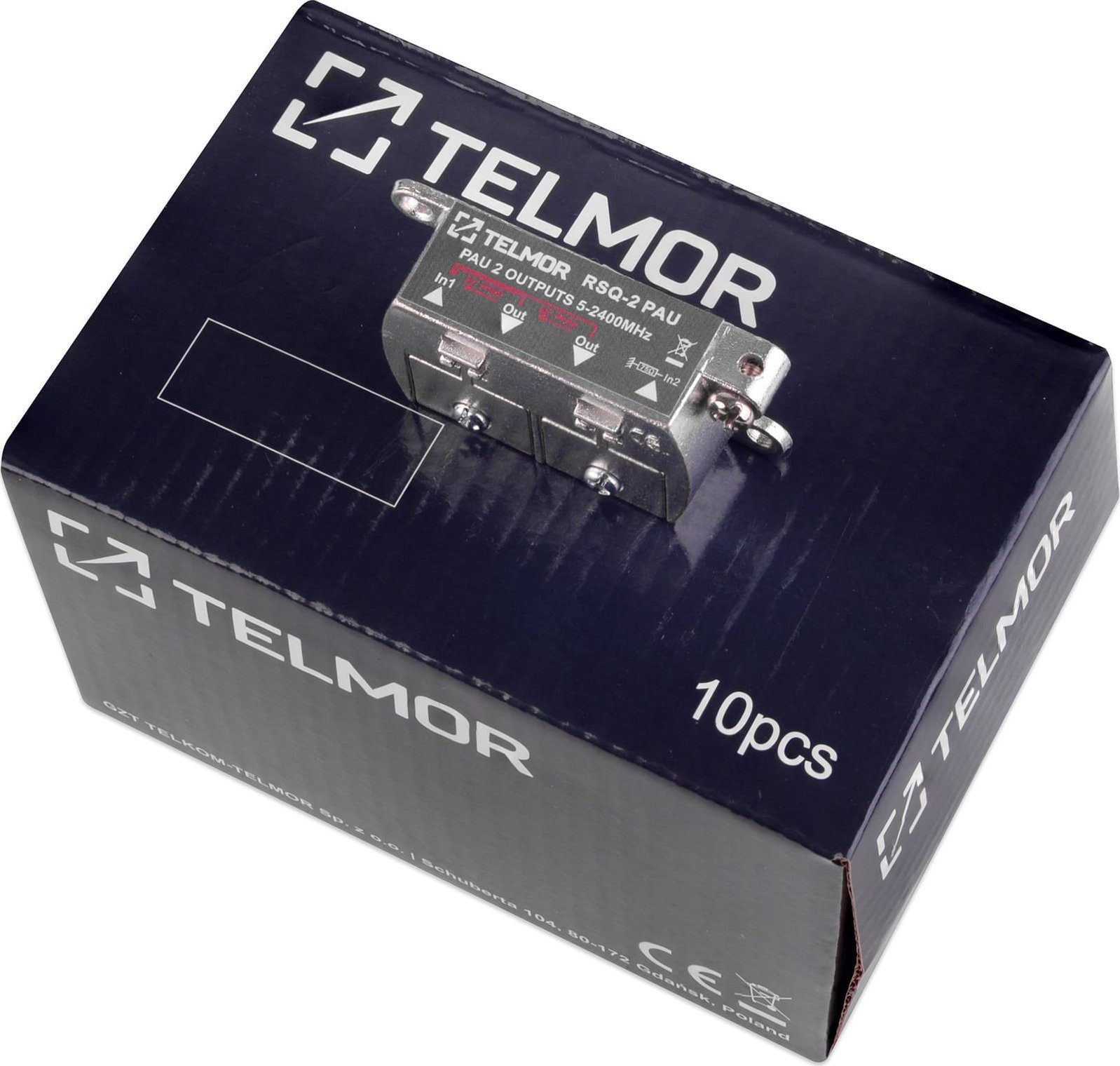 Ndarës sinjali Telmor RSQ-2 PAU, 1 në 2 dalje, deri 2400 MHz, metalik