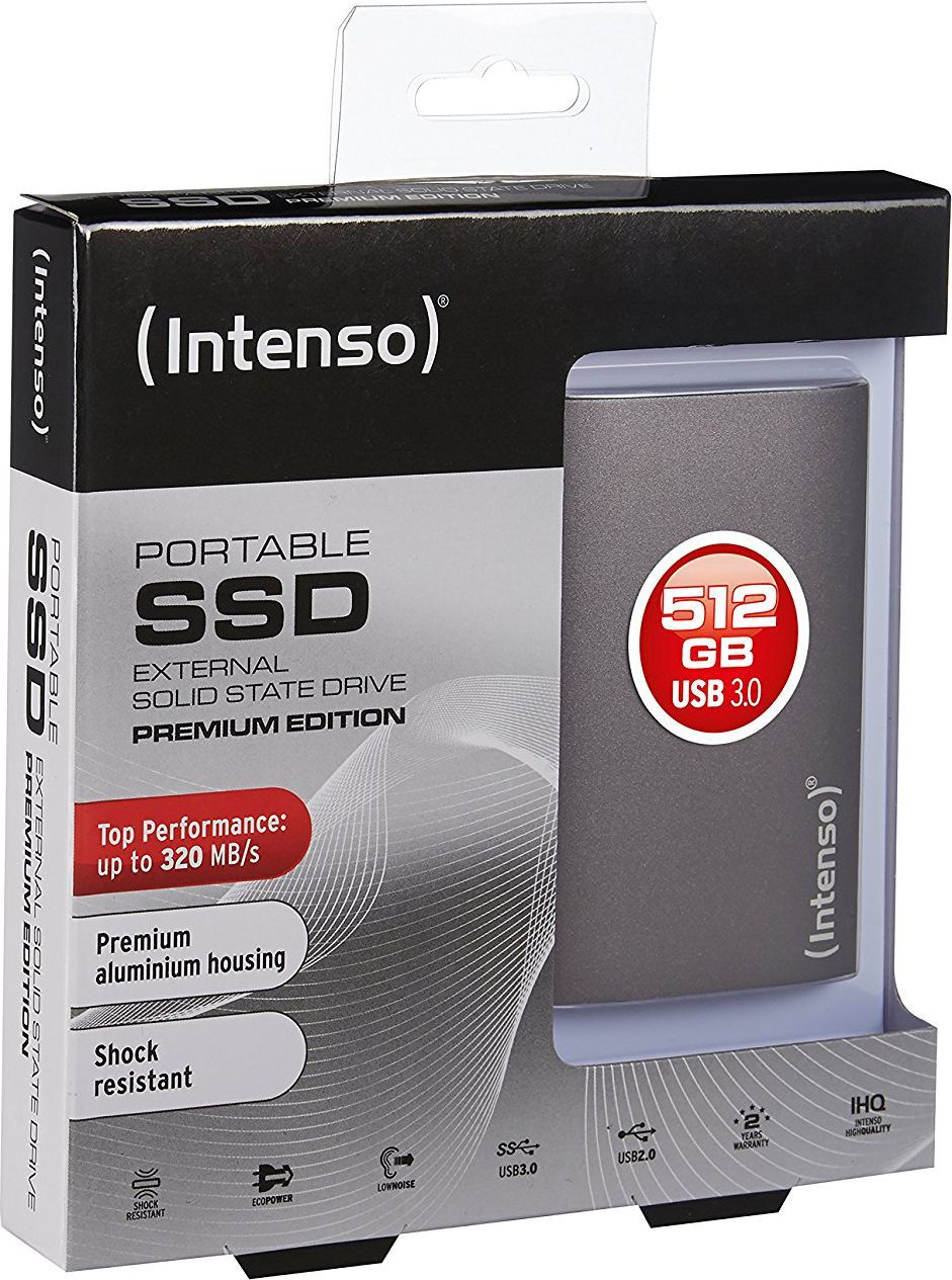 Disk i jashtëm SSD Intenso Portable Premium Edition, 512GB, 1.8", i hirtë