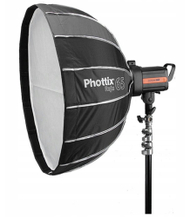 Softbox fotografik Phottix Raja 65cm, palosje e shpejtë, me grid, i zi