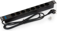 Shirit rryme për rack Triton RAB-PD-X02-A1, 8 dalje DIN, 1U 19", kabllo 2m, i zi
