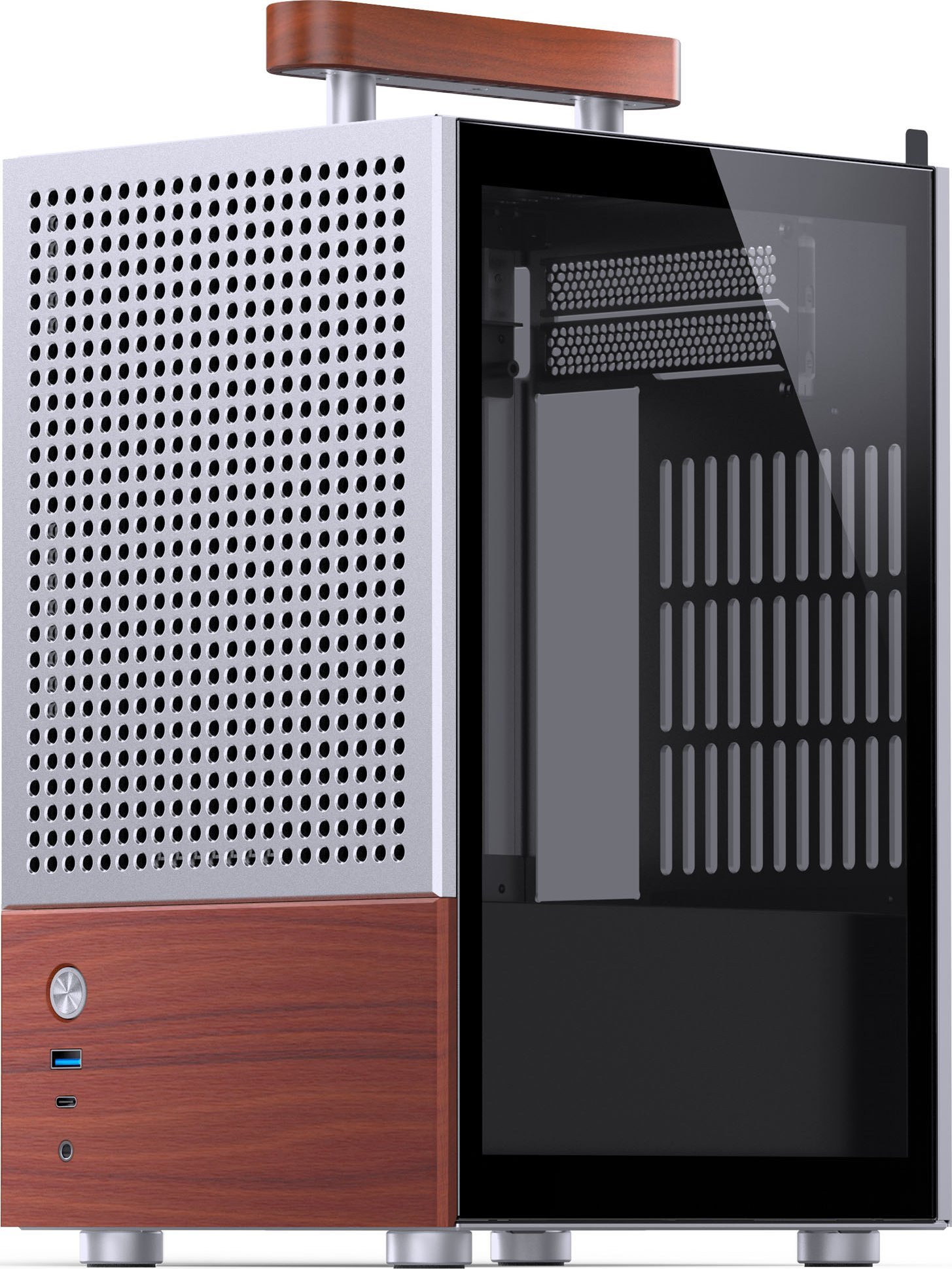 Kasa kompjuterike Jonsbo T6 Mini ITX, 13.7L, panel xhami i temperuar, argjend