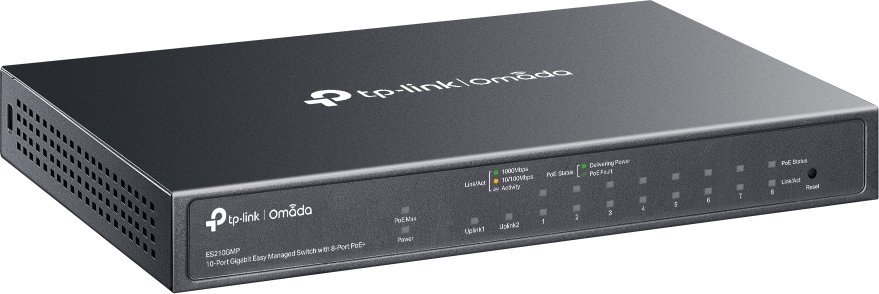 Switch TP-Link Omada ES210GMP, 10 porte Gigabit, 8 porte PoE+, i zi