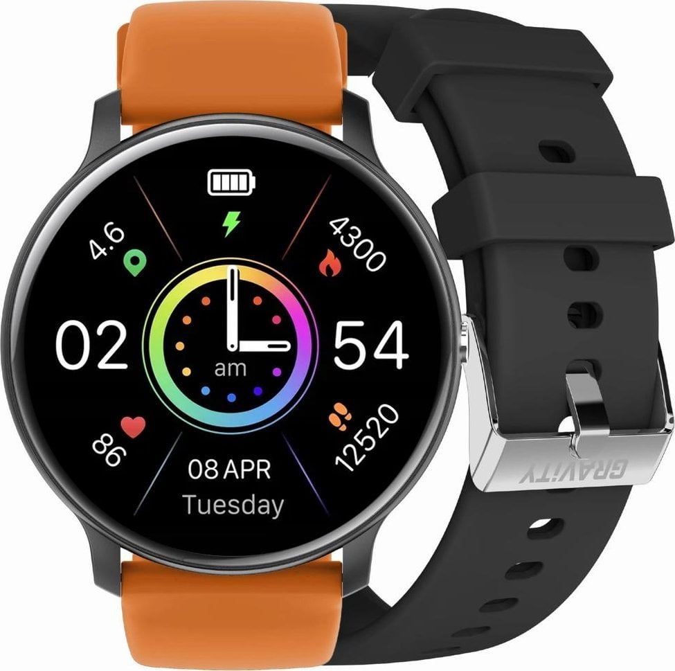 Ora e mençur Gravity GT1-2 PRO, ekran 1.39", Bluetooth 5.2, e zezë