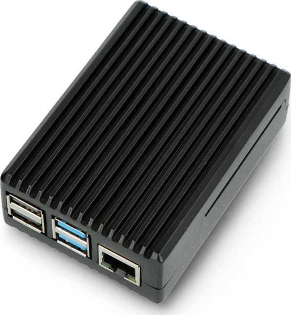 Kuti mbrojtëse OEM Raspberry Pi 4B DNG-18742, alumini, me prerje porte, e zezë