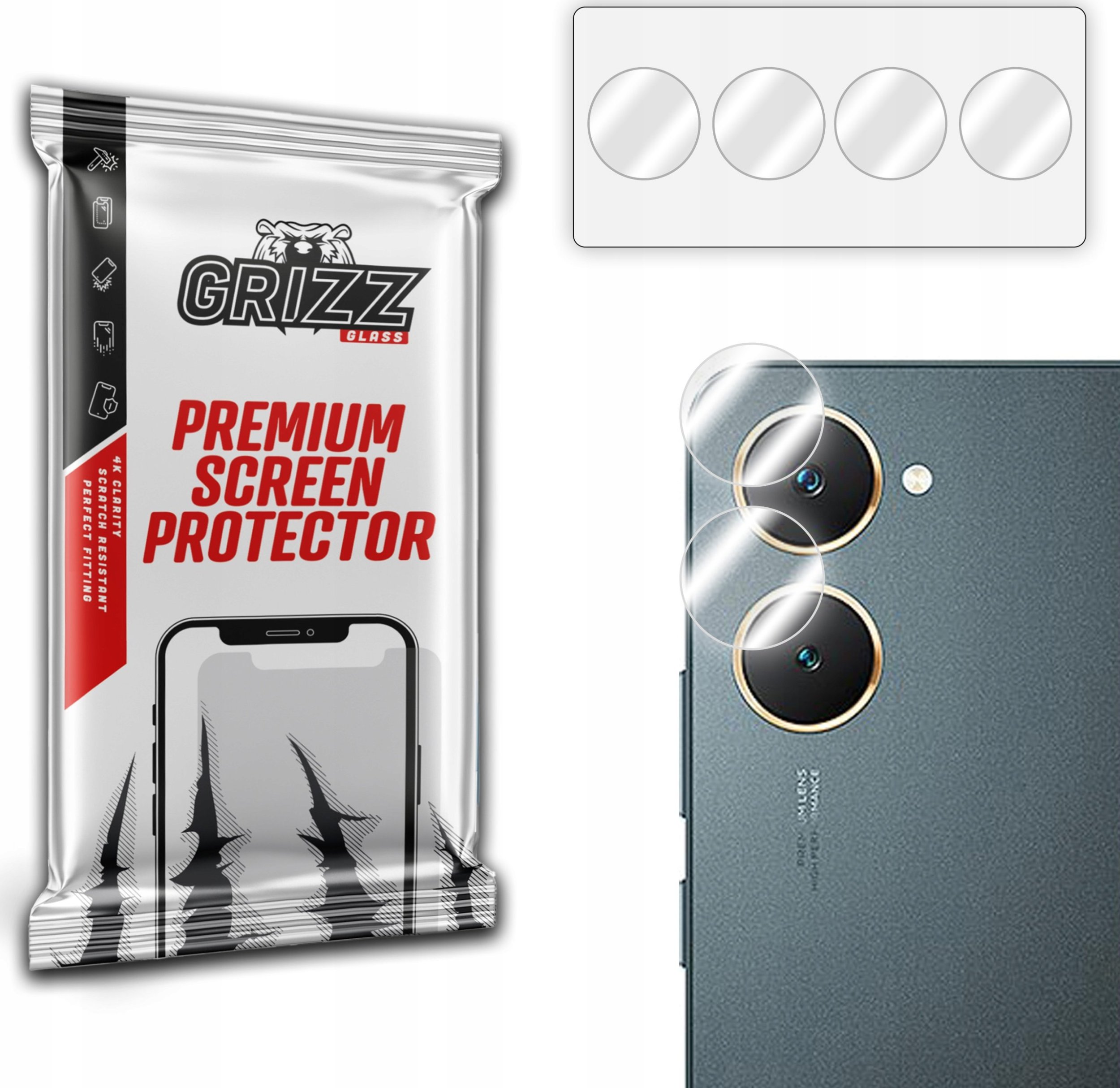 Mbrojtës kamere 2 copë Hybrid Glass për Vivo Y03t, transparent