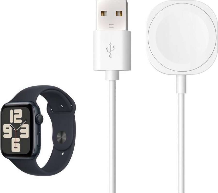 Kabllo karikimi FIXED USB A për Apple Watch, magnetike, 1m, e bardhë