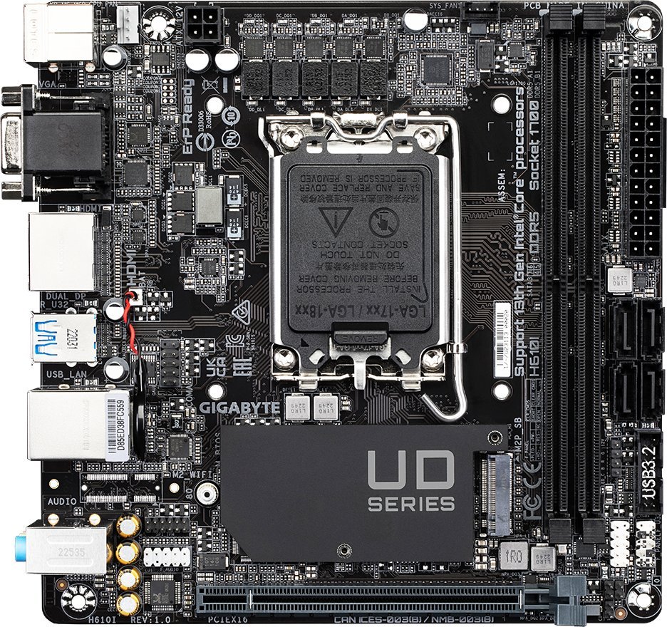 Pllakë amë Gigabyte H610I, DDR5, M.2 NVMe, e zezë