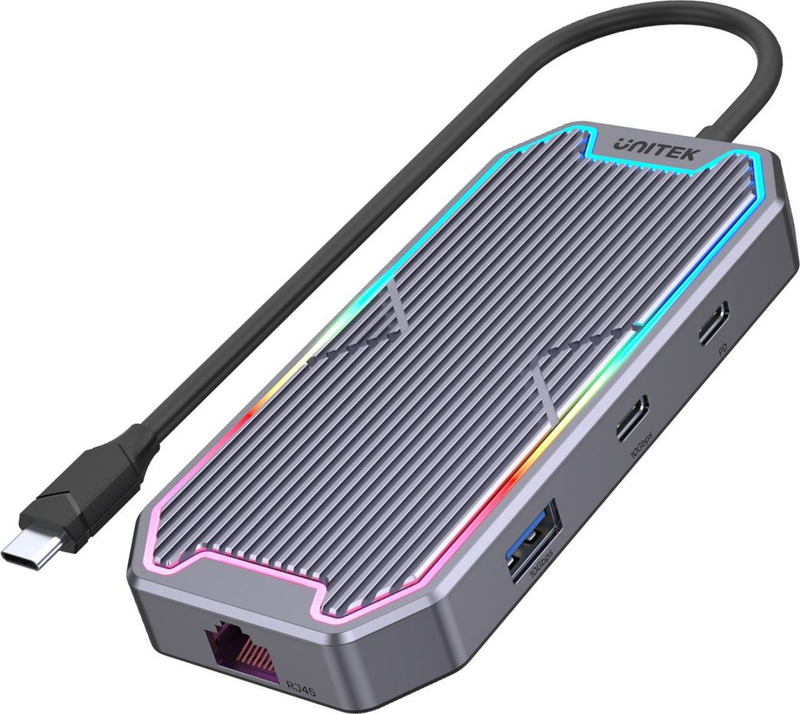 Stacion USB C Unitek D1029A, HDMI 4K 60Hz, RJ 45 Gigabit, gri