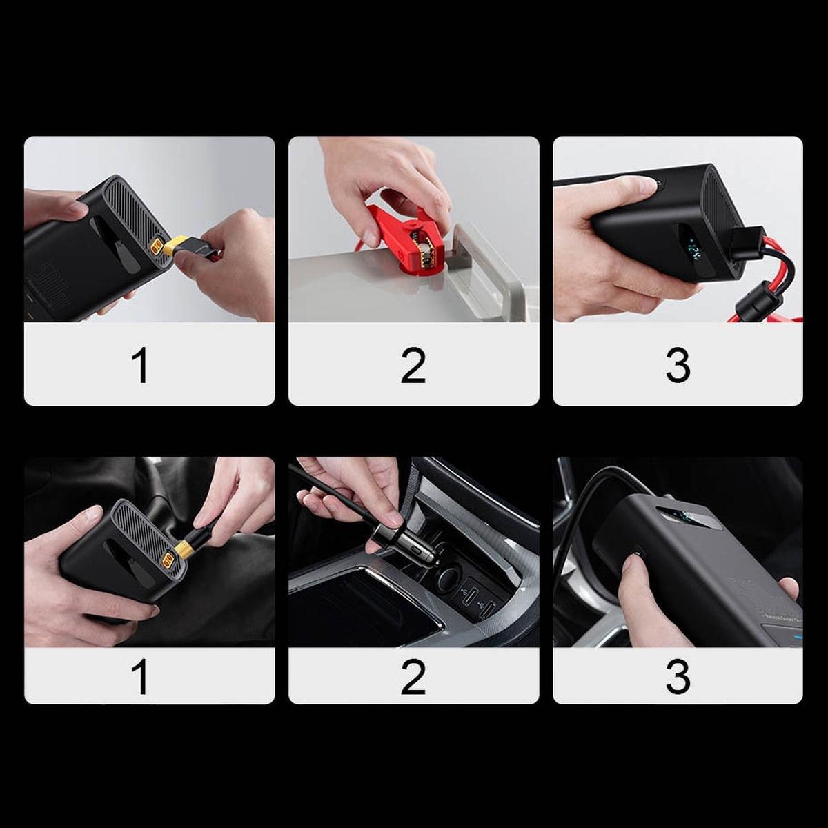 Inverter për makinë Baseus, 500W, dalje 220V CN EU, i zi