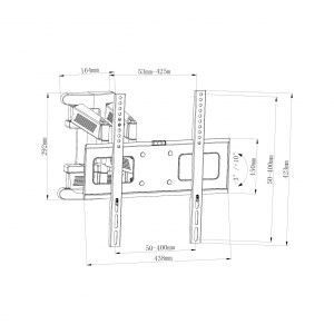 Mbajtëse TV ART AR-75, 23-65", 50kg, VESA 400x400, Double Arm, e zezë