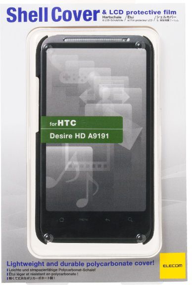Këllëf dhe folie mbrojtëse Elecom Shell për HTC Desire HD, i zi