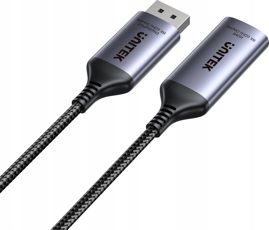 Adapter DisplayPort 1.4 në HDMI 2.1 Unitek, 8K 60Hz, set 2 copë, i zi