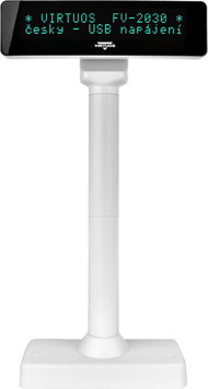 Ekran klienti Virtuos VFD FV-2030W, 2 rreshta, konsum 2.5W, i bardhë
