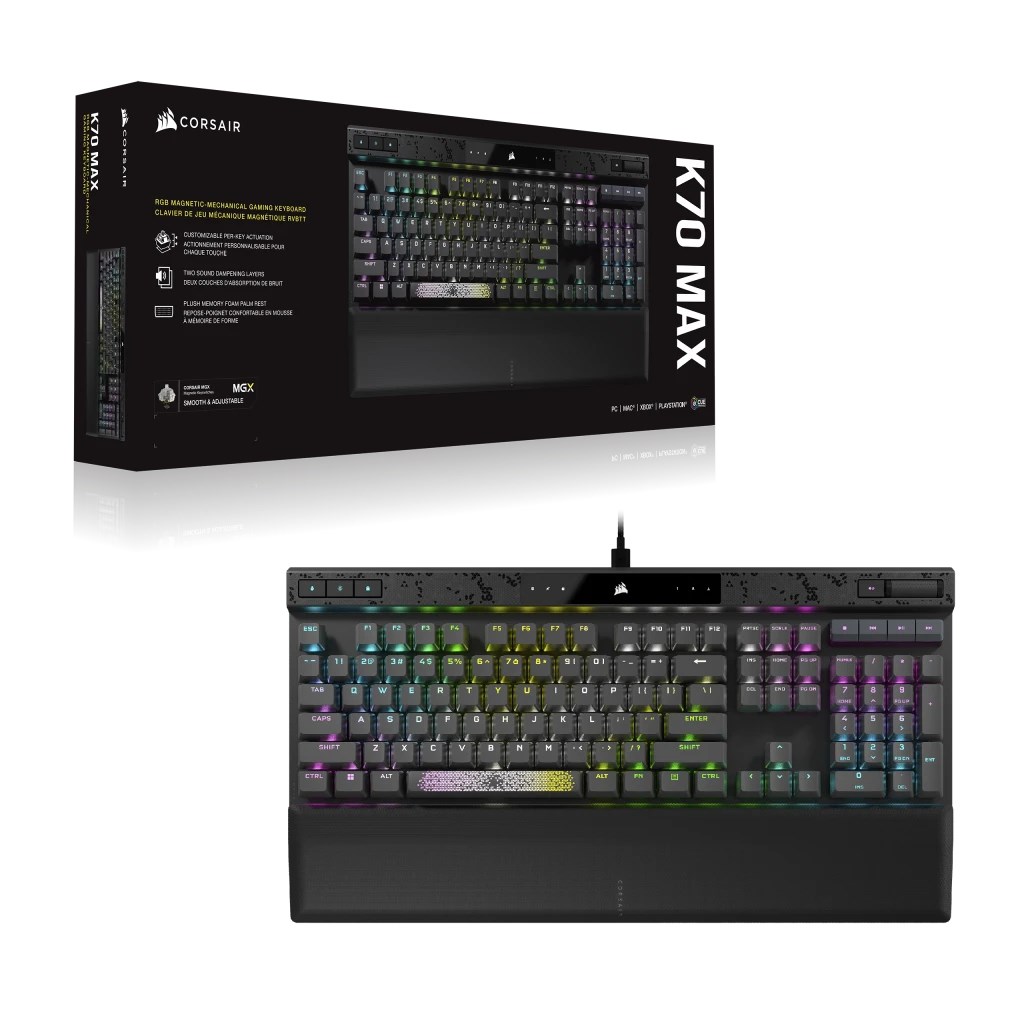 Tastierë Corsair K70 MAX, MGX, US Layout, e zezë