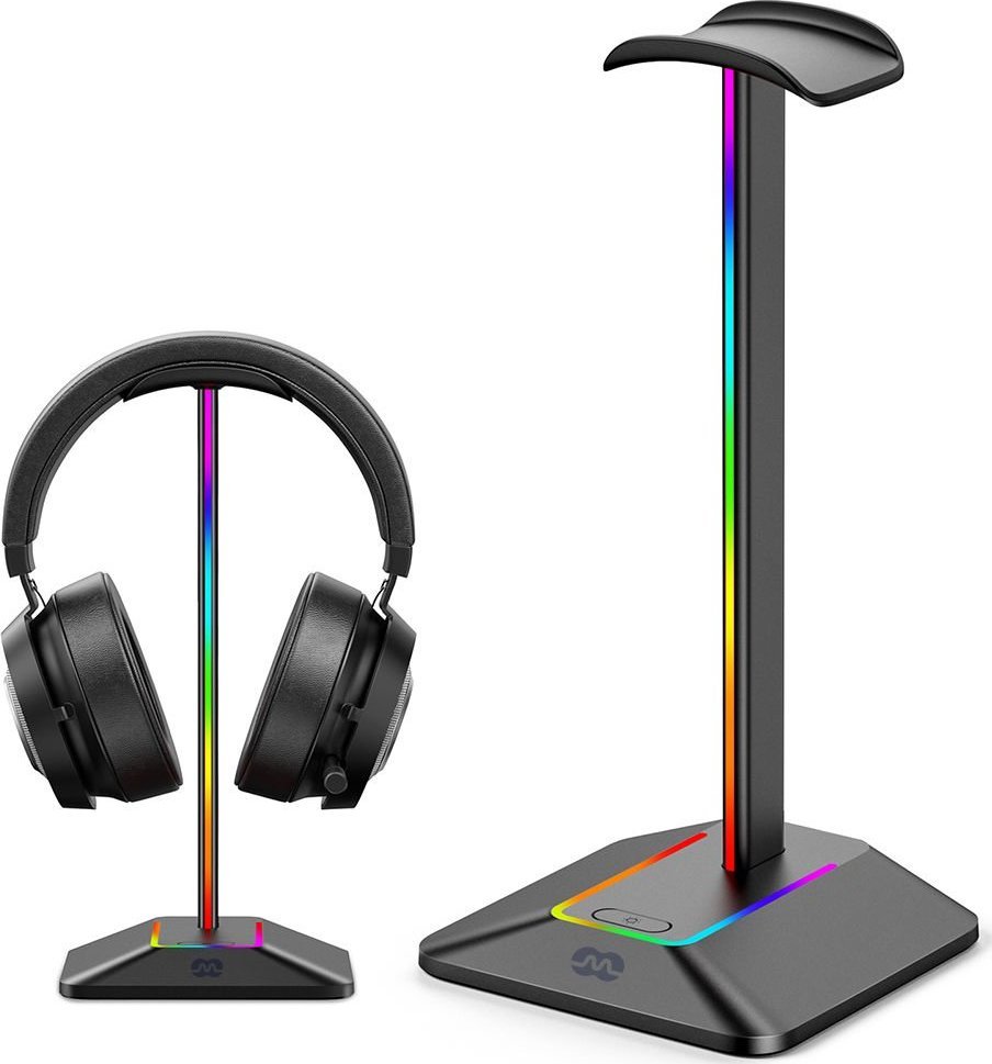 Mbajtëse për kufje Mozos, RGB, plastike, e zezë